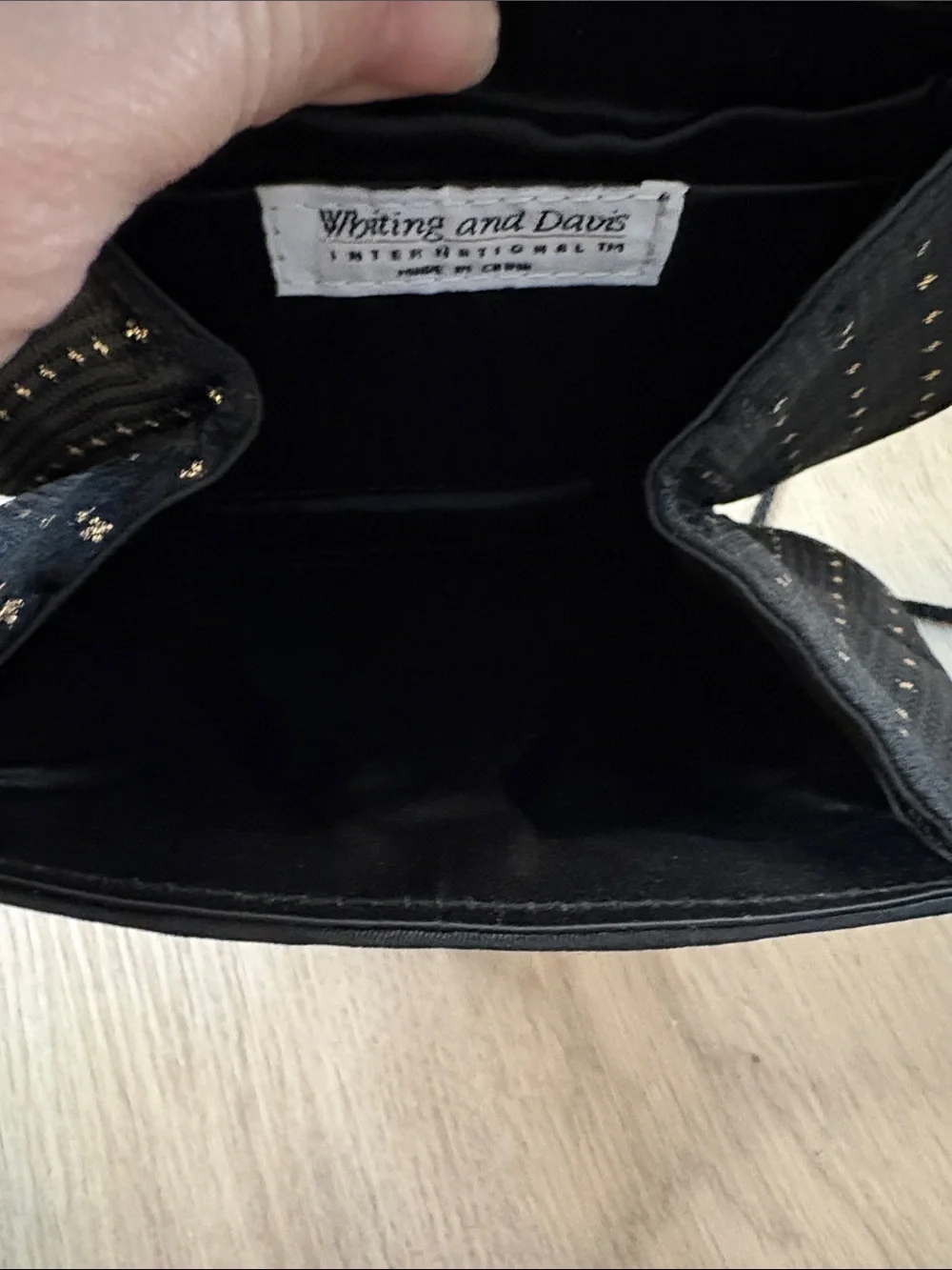 Vintage Whiting and Davis Black and Gold Star Cross Pattern Evening Bag elegant